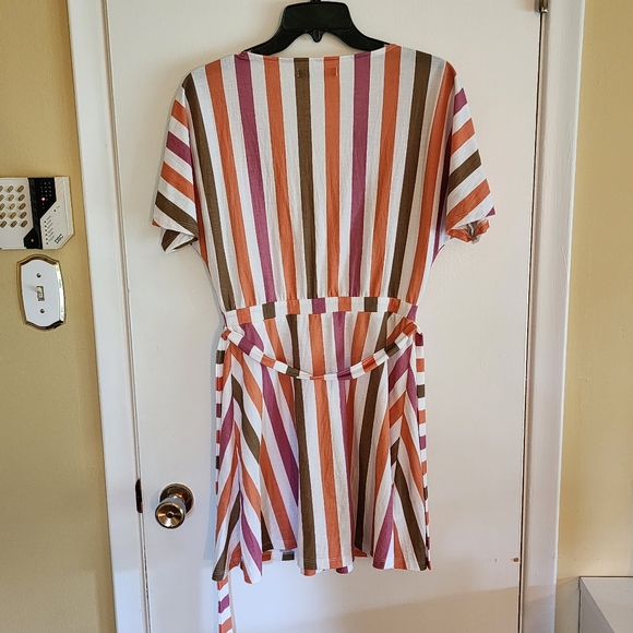 Cotton striped midi summer dress button down v neck - Picture 7 of 8